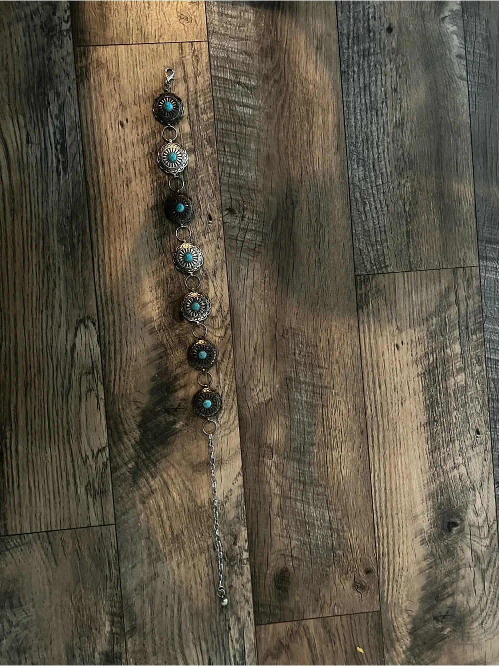 Toddler faux silver and turquoise concho western belt